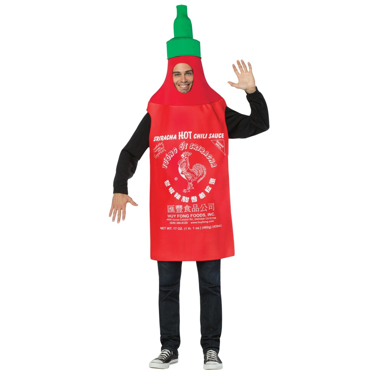 The Costume Center Red and Green Sriracha Sauce Themed Unisex Adult Costume - One Size